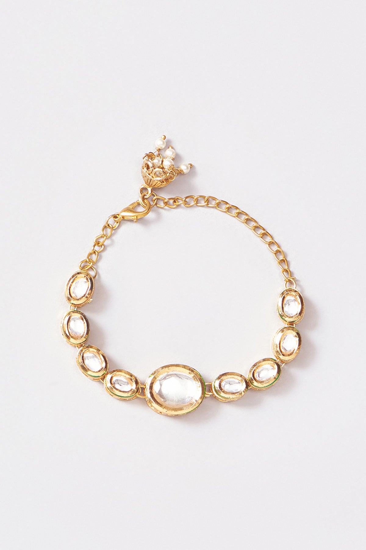Gold Plated Kundan Polki Bracelet