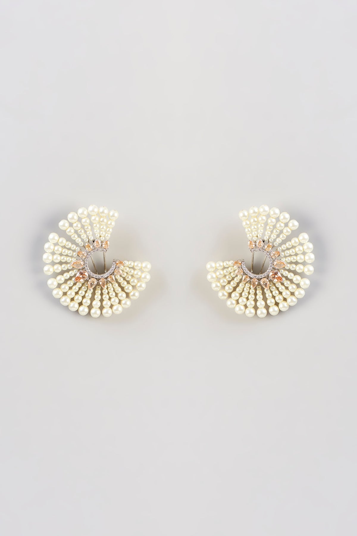 Gold Plated Pearl & Stone Stud Earrings