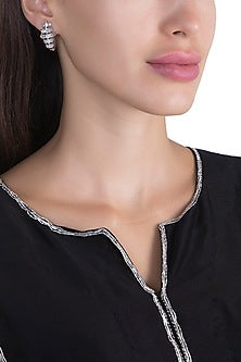 White Finish Diamond Earrings