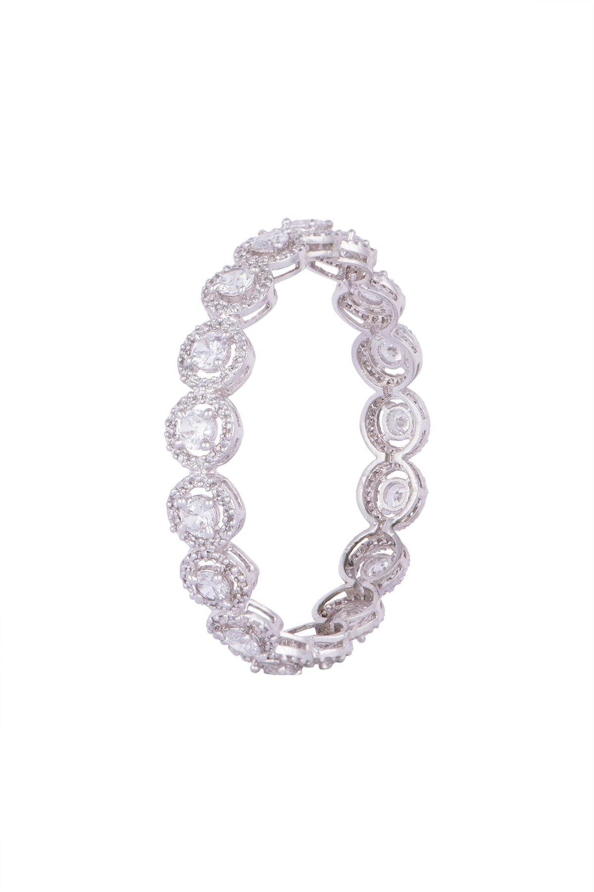 White Finish Faux Solitaire Bangles