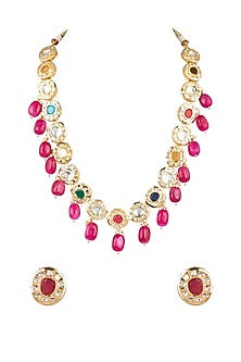 Gold Plated Polki Necklace Set