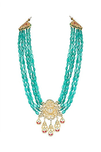 Gold Plated Meenakari Peacock Pendant Necklace