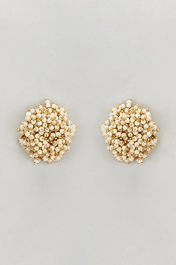 Gold Plated Basra Pearl Stud Earrings