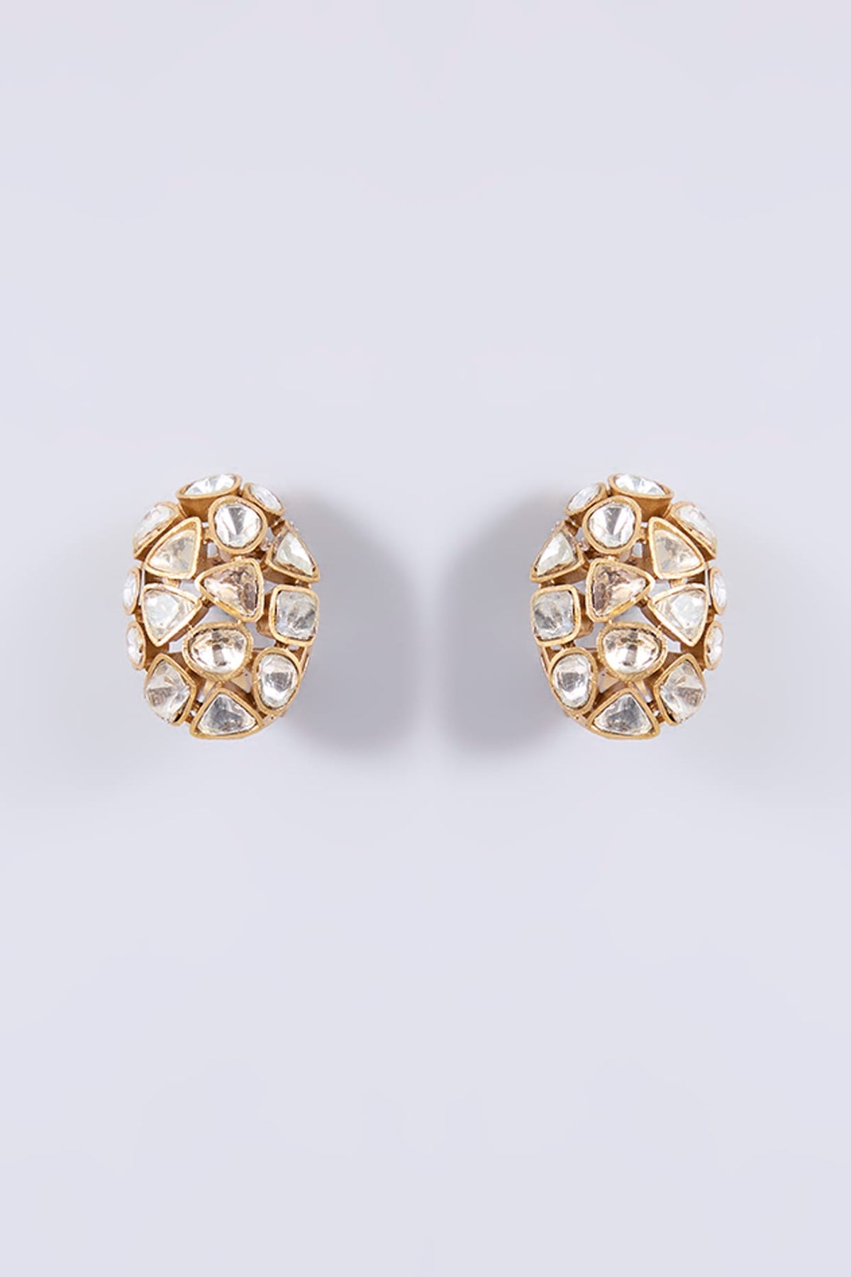 Gold Plated Kundan Polki Stud Earrings