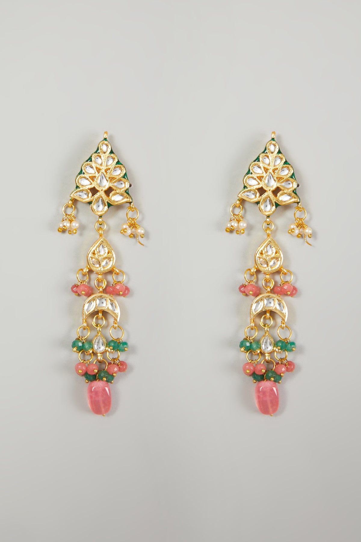 Gold Plated Beads & Emerald Necklace Set