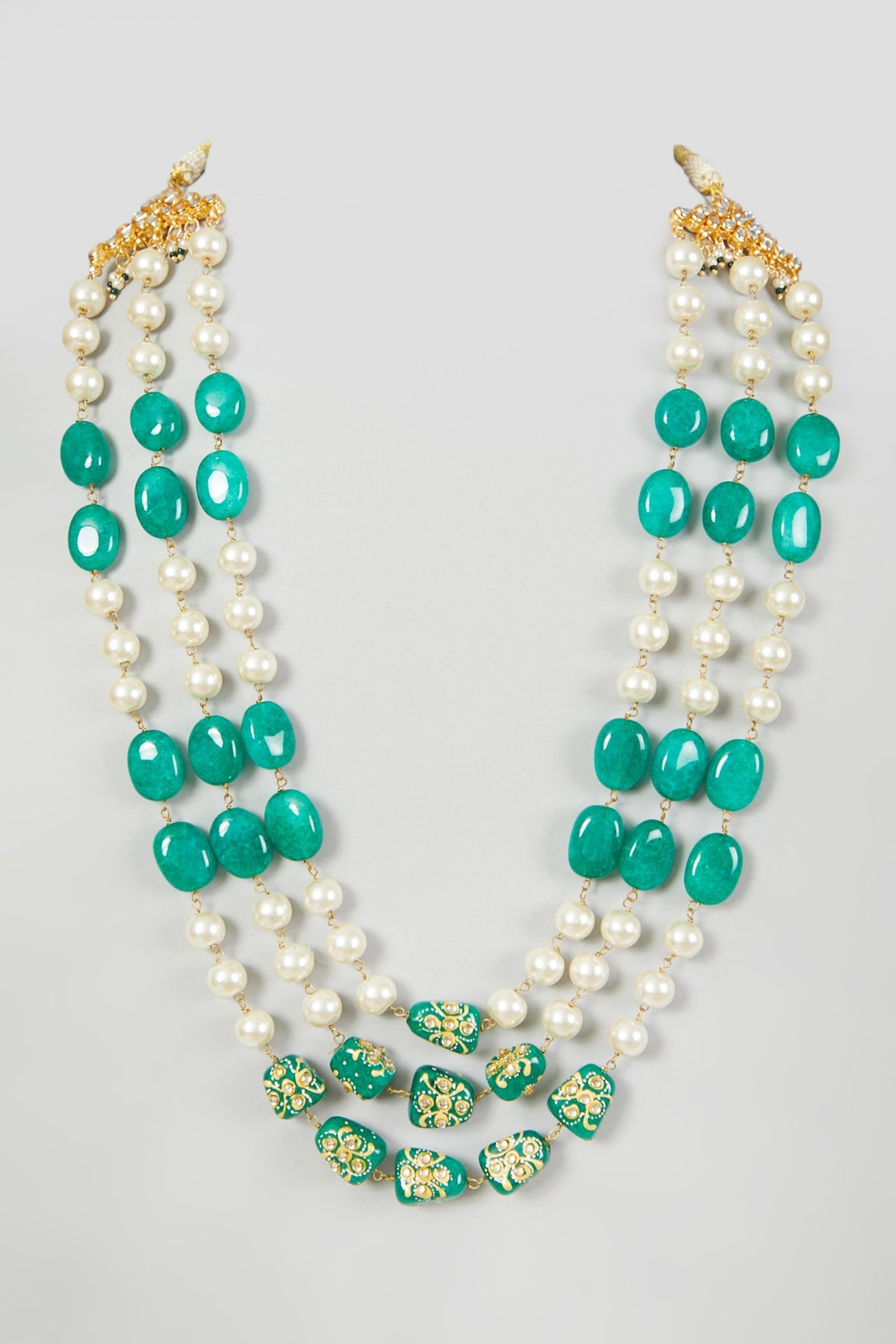 Gold Plated Head Painted Beads Necklace