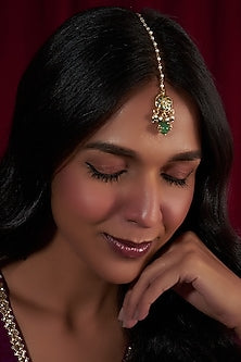 Gold Plated Kundan Polki & Pearl String Maangtikka