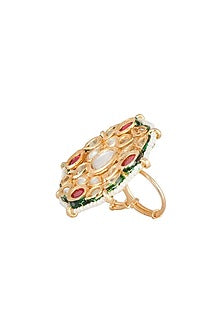 Gold Plated Kundan & Ruby Stones Ring
