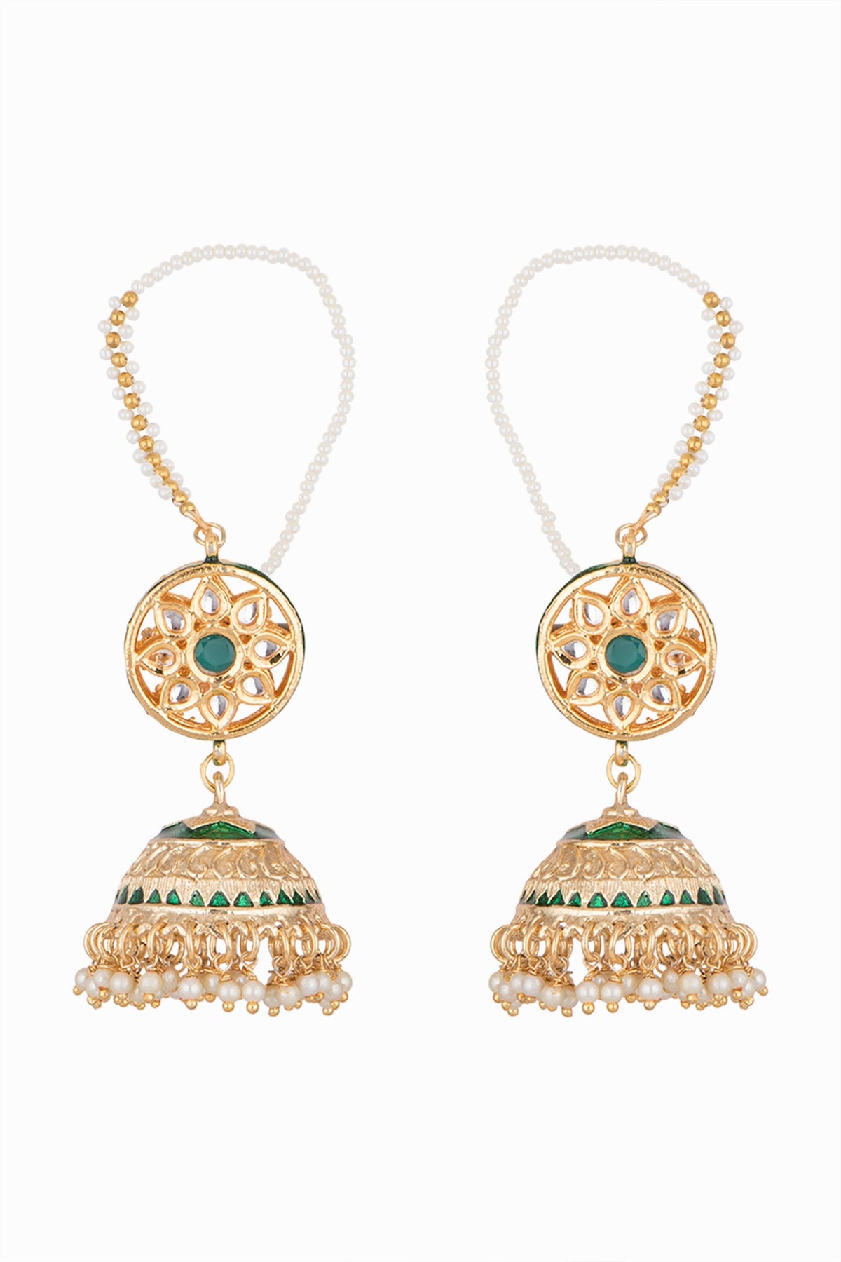 Gold Plated Meenakari Jhumka Earrings