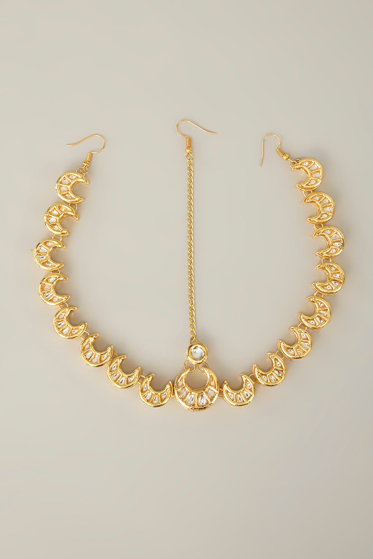 Gold Plated Kundan Polki & Pearl hanging Mathapatti