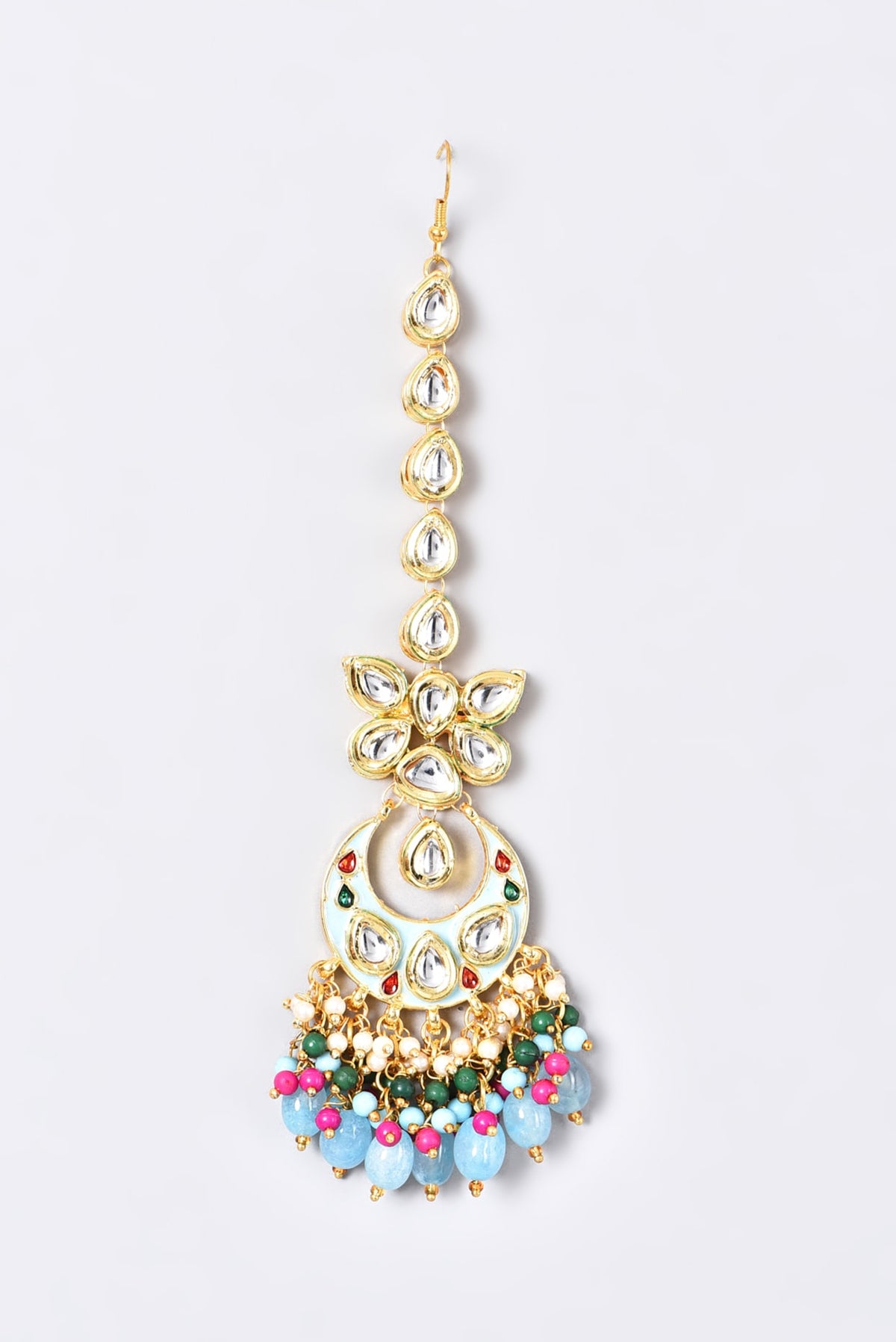 Gold Plated Beaded Bridal Maang Tikka