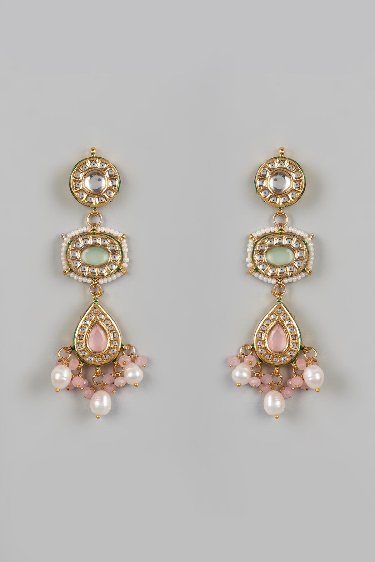 Gold Plated Kundan Polki Dangler Earrings