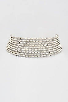 White Finish Beaded Choker Necklace