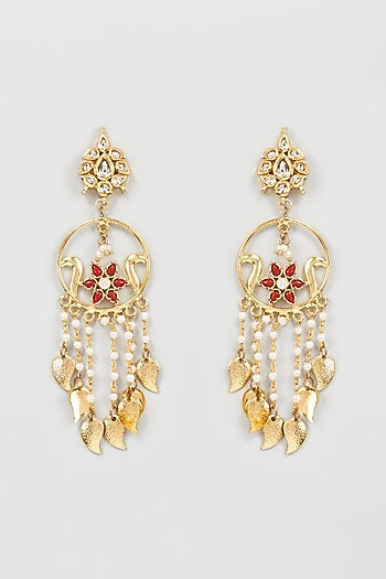 Gold Plated Pearl Chain Dangler Earrings