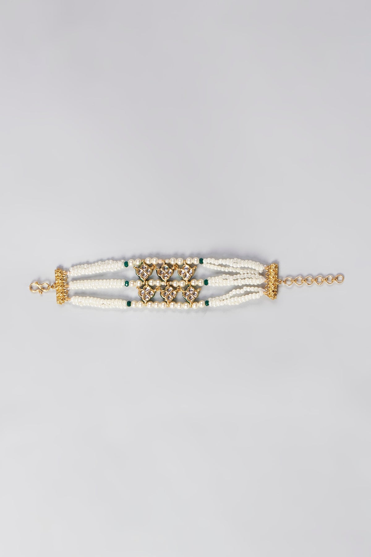 Gold Plated Kundan & Pearls Bracelet