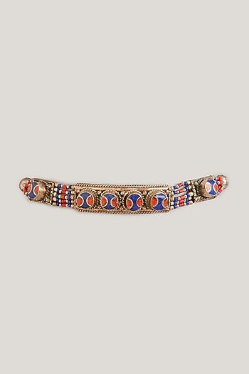 White Rhodium Finish Multi-Colored Beaded Choker Necklace