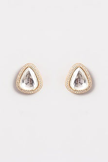 Gold Plated Uncut Polki Stud Earrings