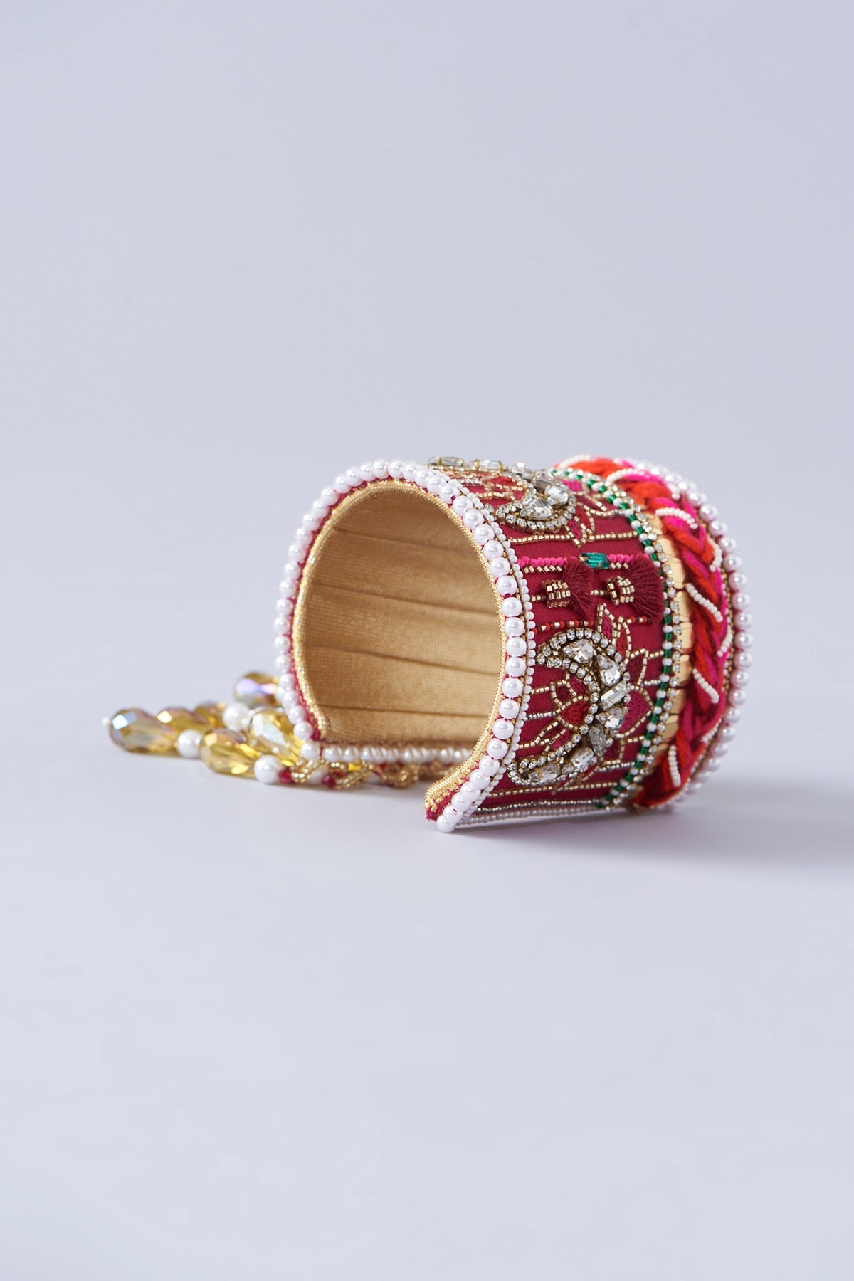 Rani Pink Hand Embroidered Cuff Bracelet