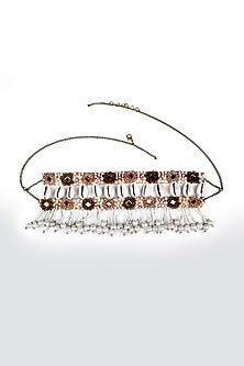 Gold Finish Pearl & Shell Choker Necklace
