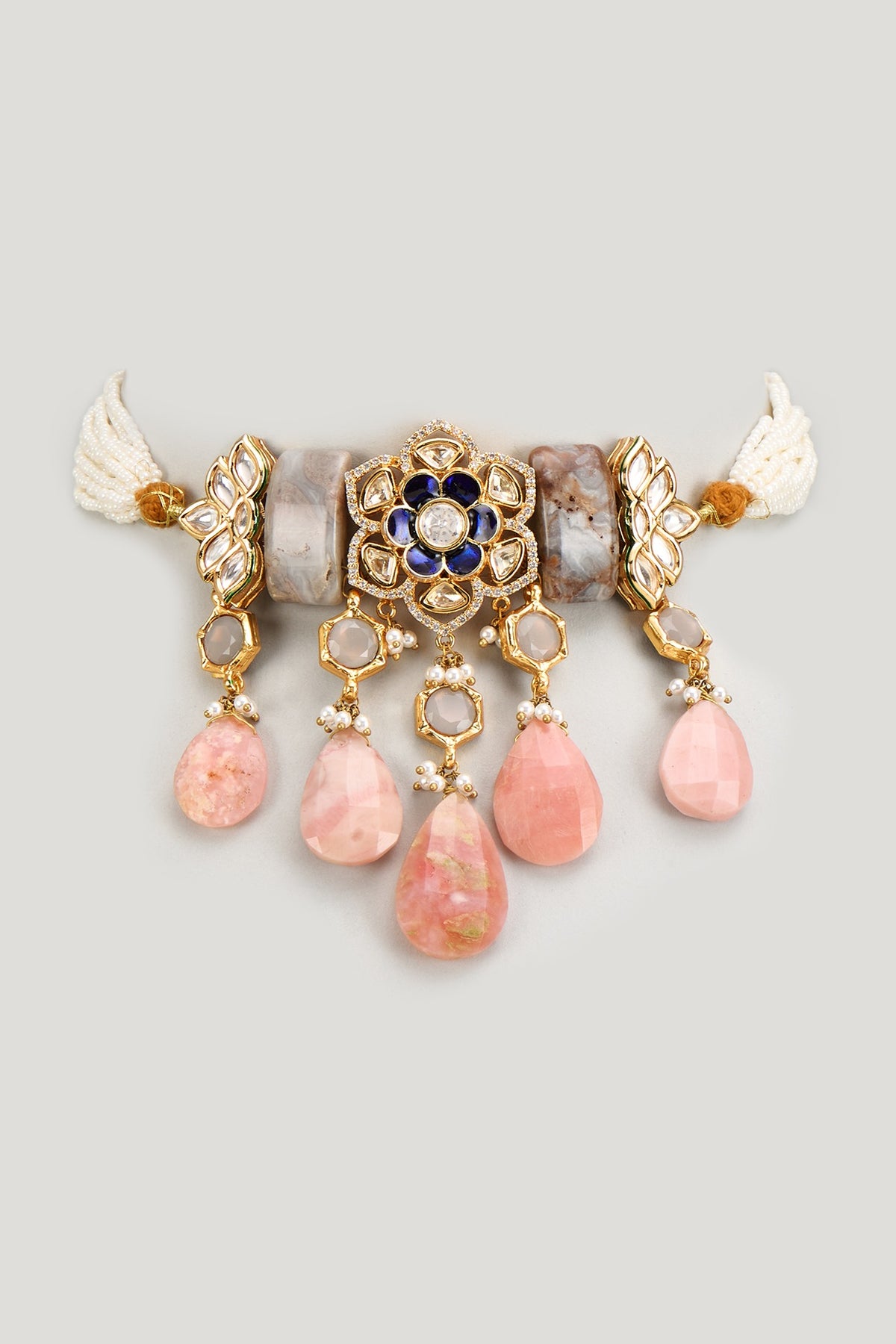 Gold Finish Semi-Precious Stone Meenakari Necklace