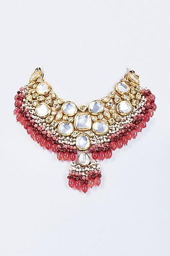 Gold Finish Ruby & Emerald Necklace