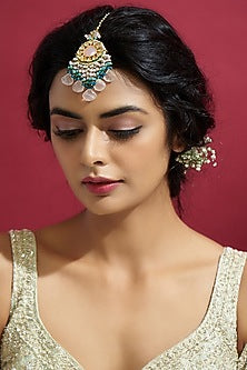 Gold Finish Kundan Polki Maang Tikka