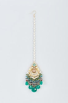 Gold Finish Kundan Polki Handcrafted Maang Tikka