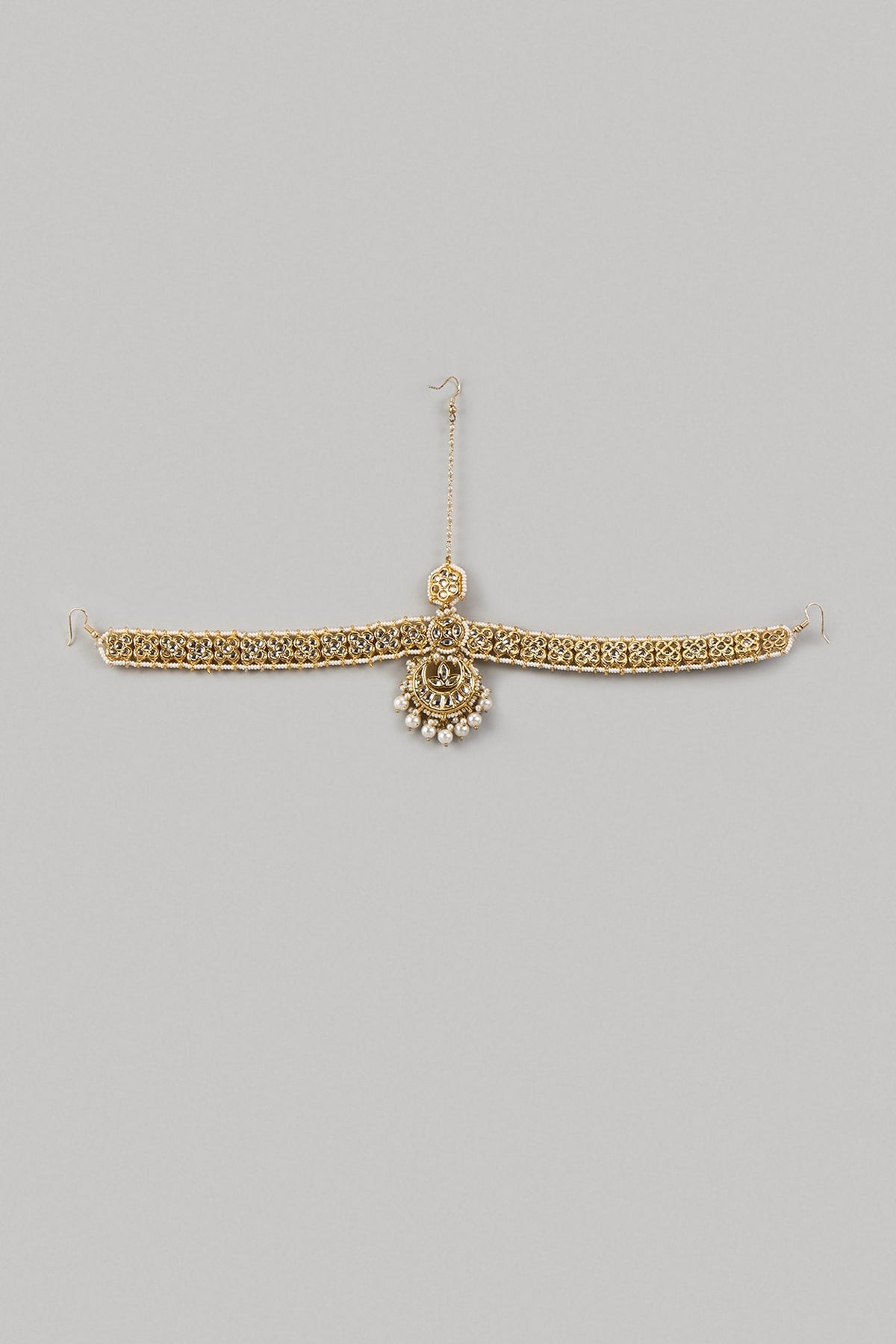 Gold Finish Kundan Polki Mathapatti