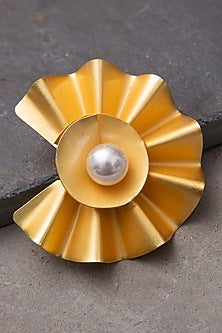 Gold Finish Pearl Handcrafted Stud Earrings