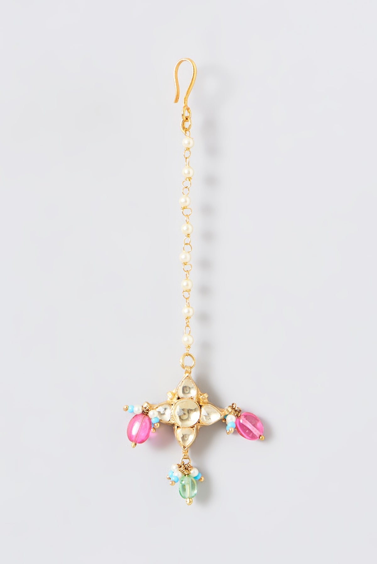 Gold Finish Multi-Colored Kundan Polki Choker Necklace Set