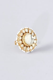 Gold Finish Kundan Polki Ring