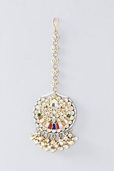 Gold Finish Multi-Colored Kundan Polki Choker Necklace Set