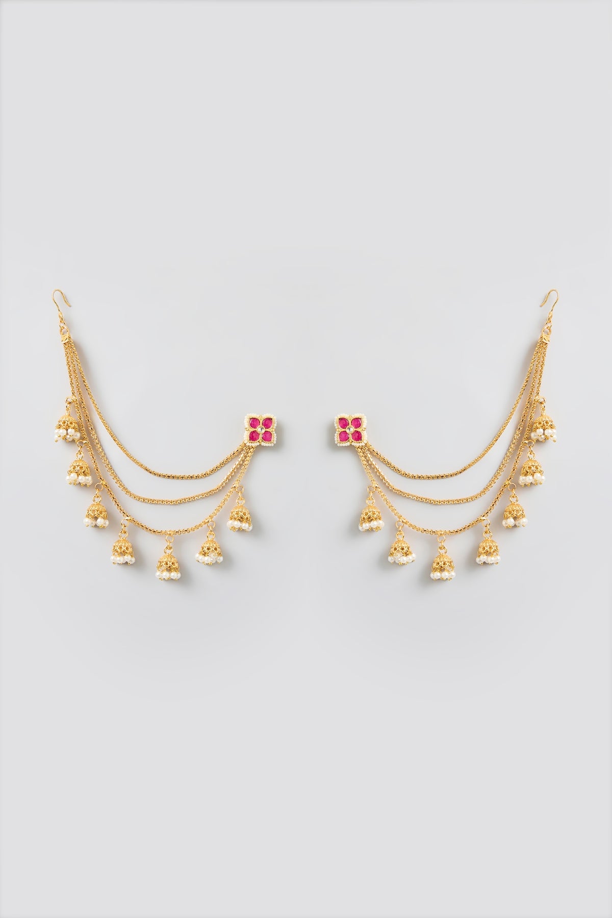 Gold Finish Kundan Polki Kaan Chains