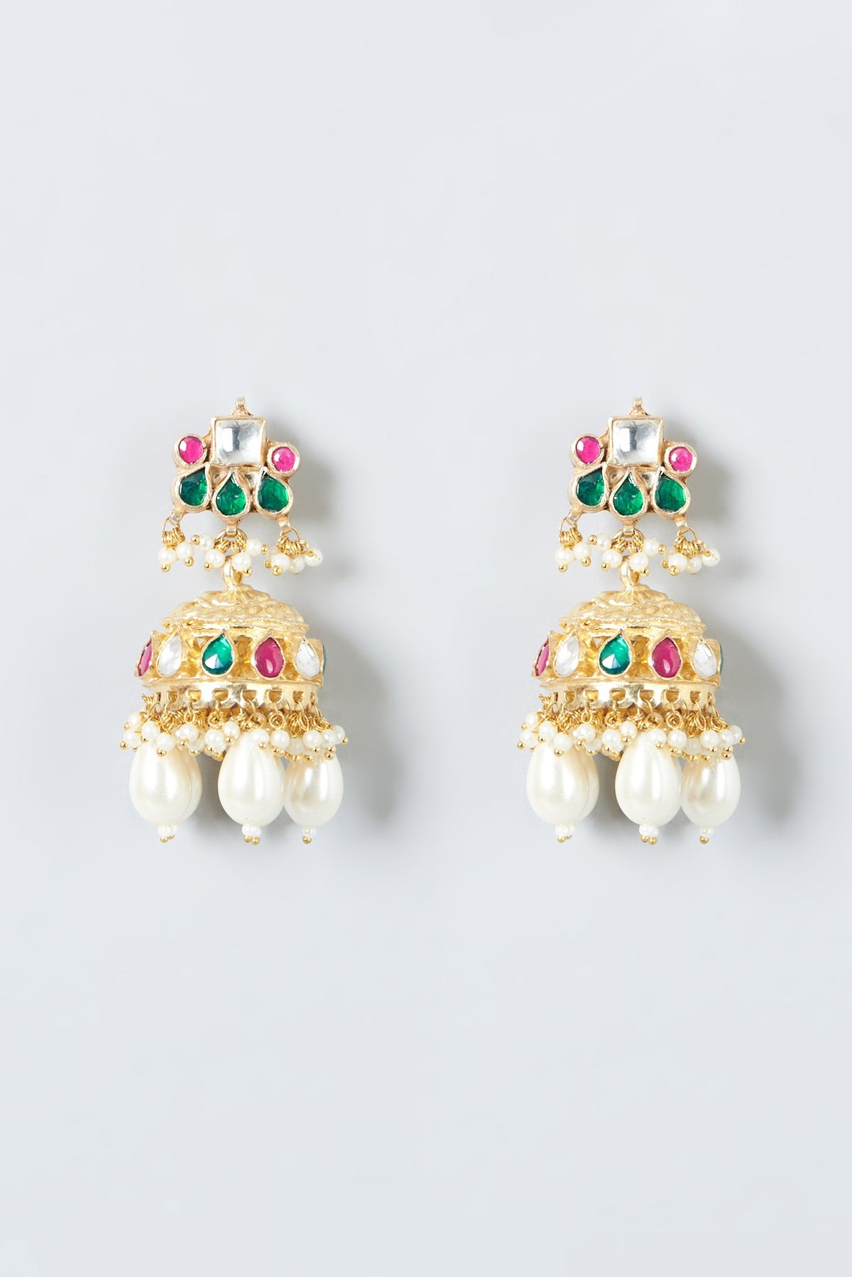 Gold Finish Multi-Colored Kundan Polki Necklace Set