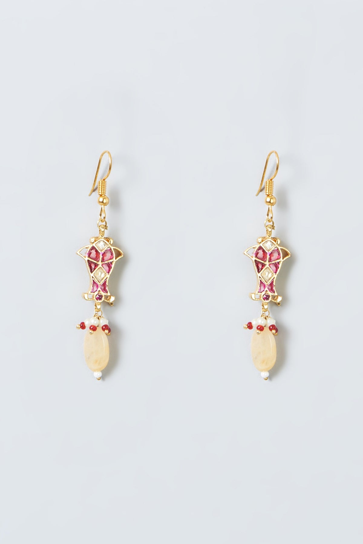 Gold Finish Necklace Set With Kundan Polki