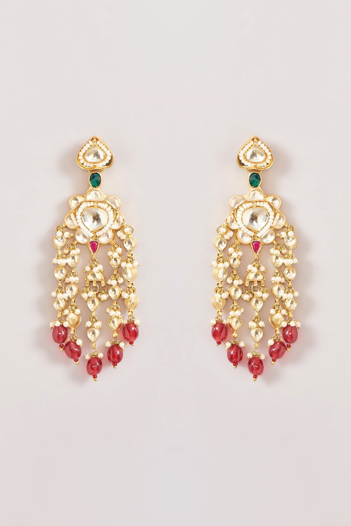 Gold Finish Kundan Polki & Multi-Colored Beaded Choker Necklace Set