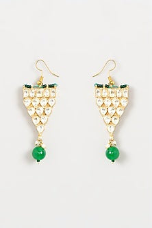 Gold Finish Green Beaded Necklace Set