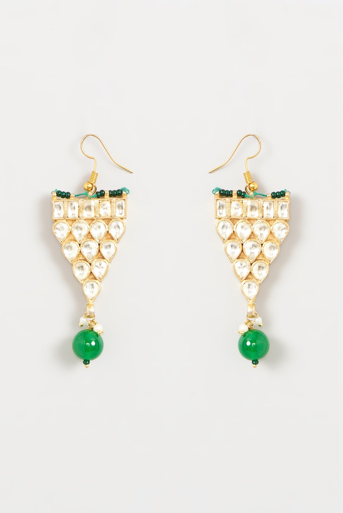 Gold Finish Green Beaded Necklace Set