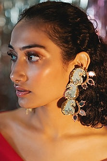 Grey Handcrafted Peacock Stud Earrings