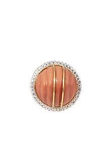 14kt Two-Tone Finish Coral Diamond Ring