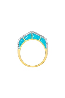 14kt Two-Tone Finish Green Aqua Diamond Ring