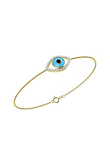 Two-Tone Finish Diamond Evil Eye Bracelet