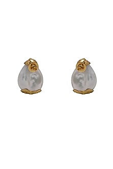 14kt Two-Tone Finish Pearl & Diamond Stud Earrings