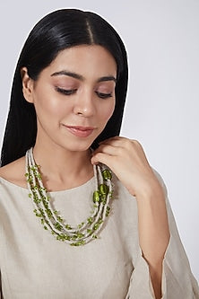 Green Glass Beaded Necklace