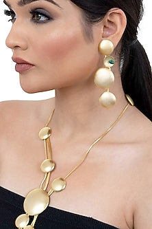 Matte Gold Finish Long Necklace Set