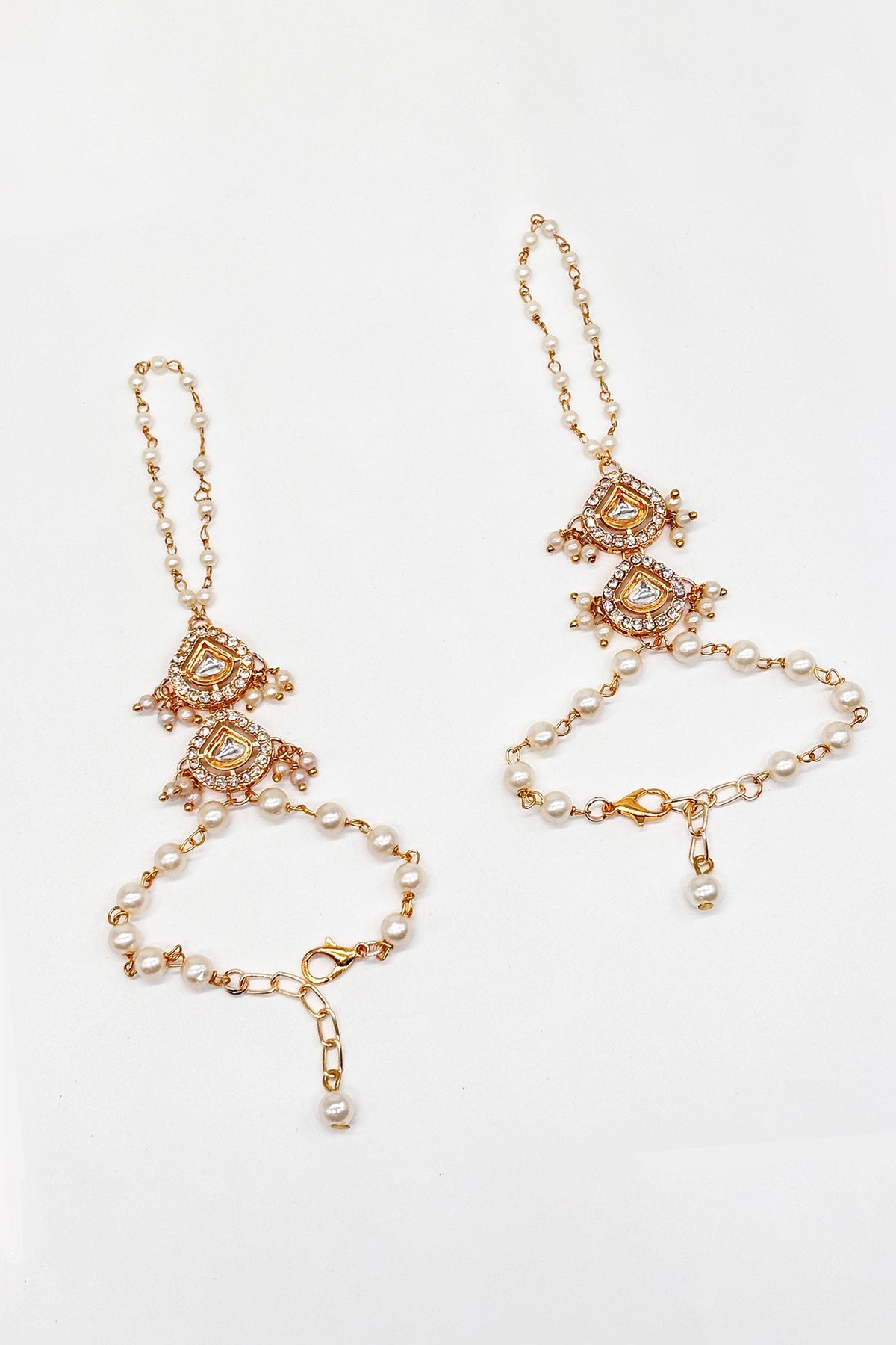 Gold Finish Kundan Polki & Pearl Maangtikka