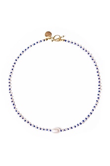 Blue Freshwater Pearl & Glass Beaded Necklace
