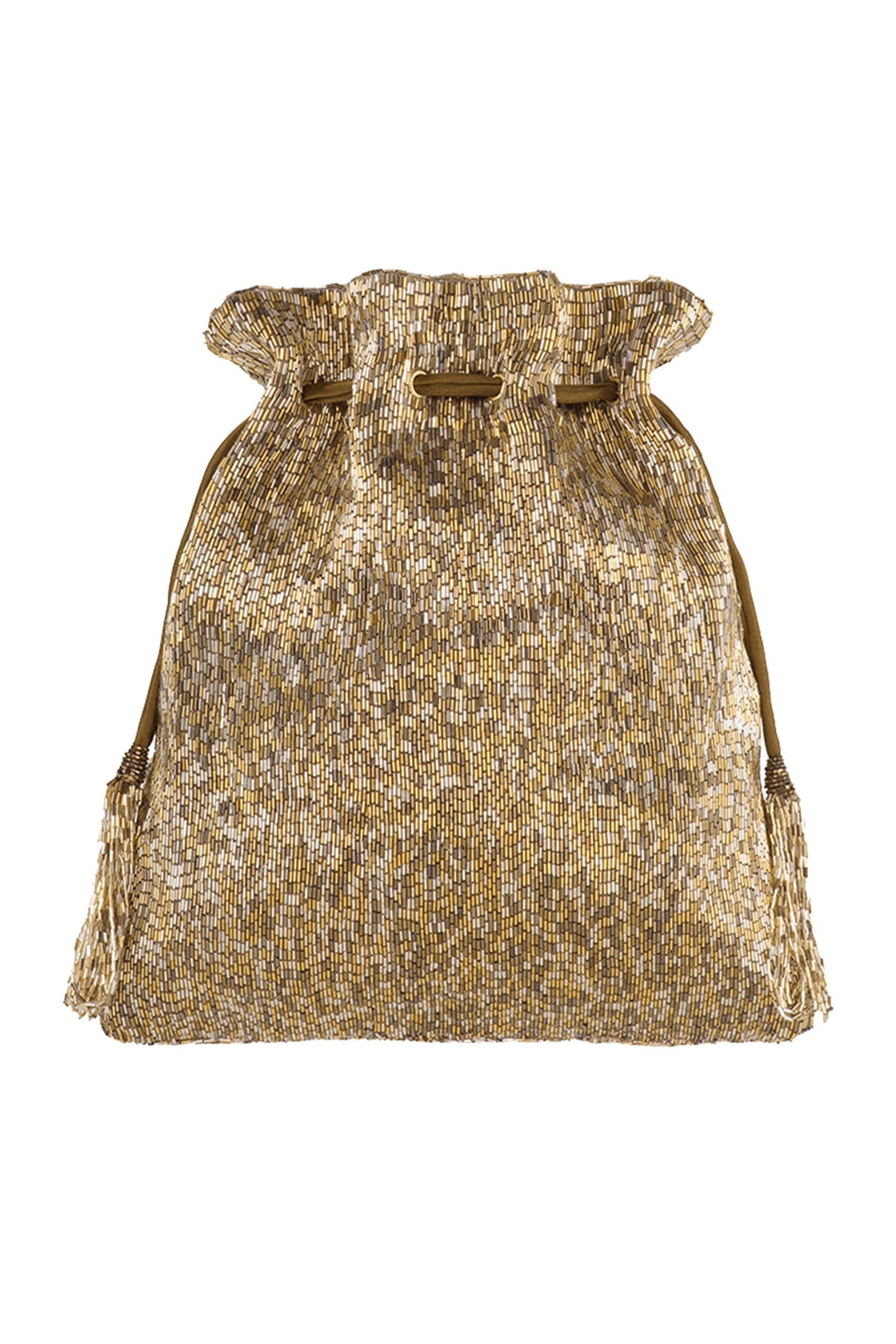 Gold Embroidered Potli With Drawstrings