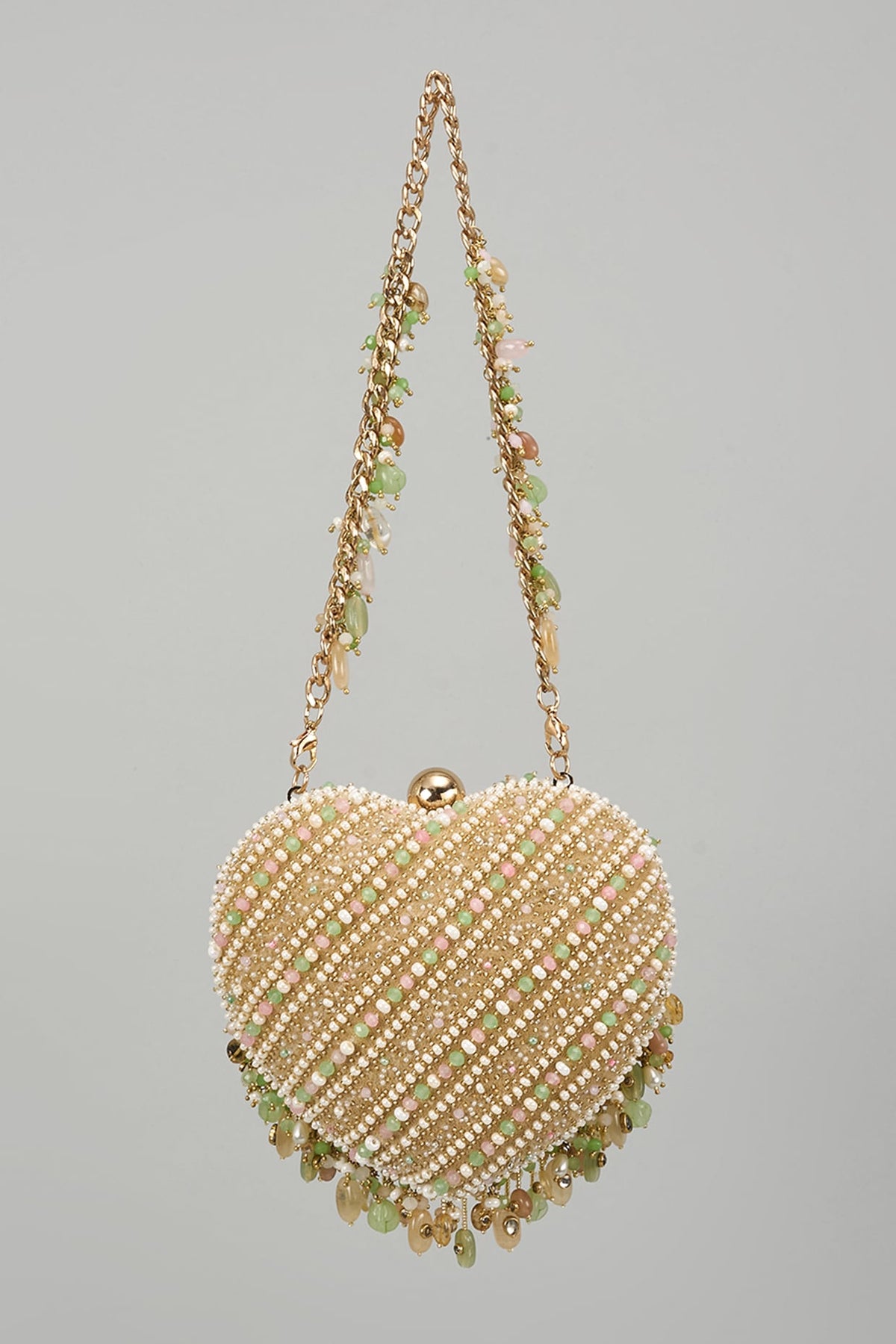 Multi-Colored Velvet Kundan & Bead Embellished Clutch