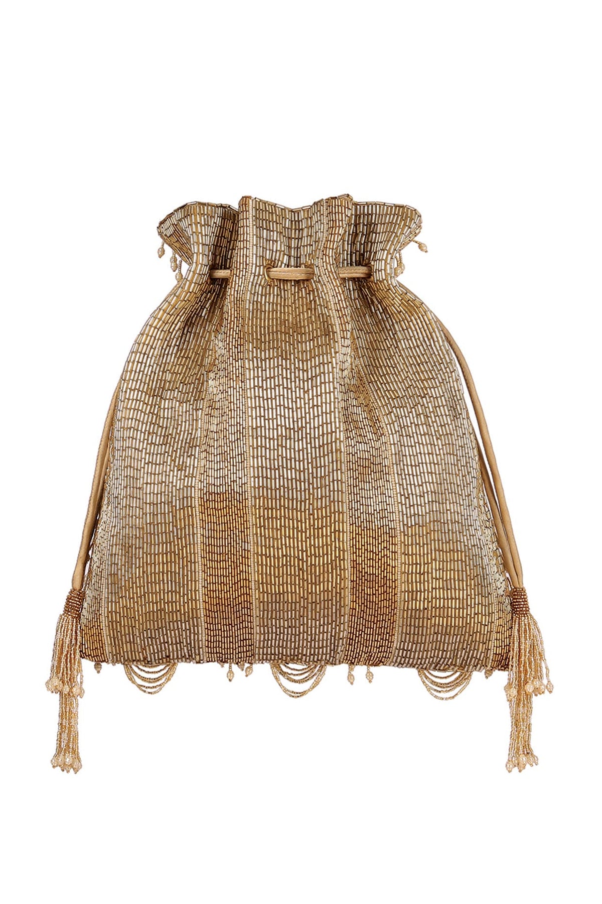 Golden Embroidered Potli With Drawstrings